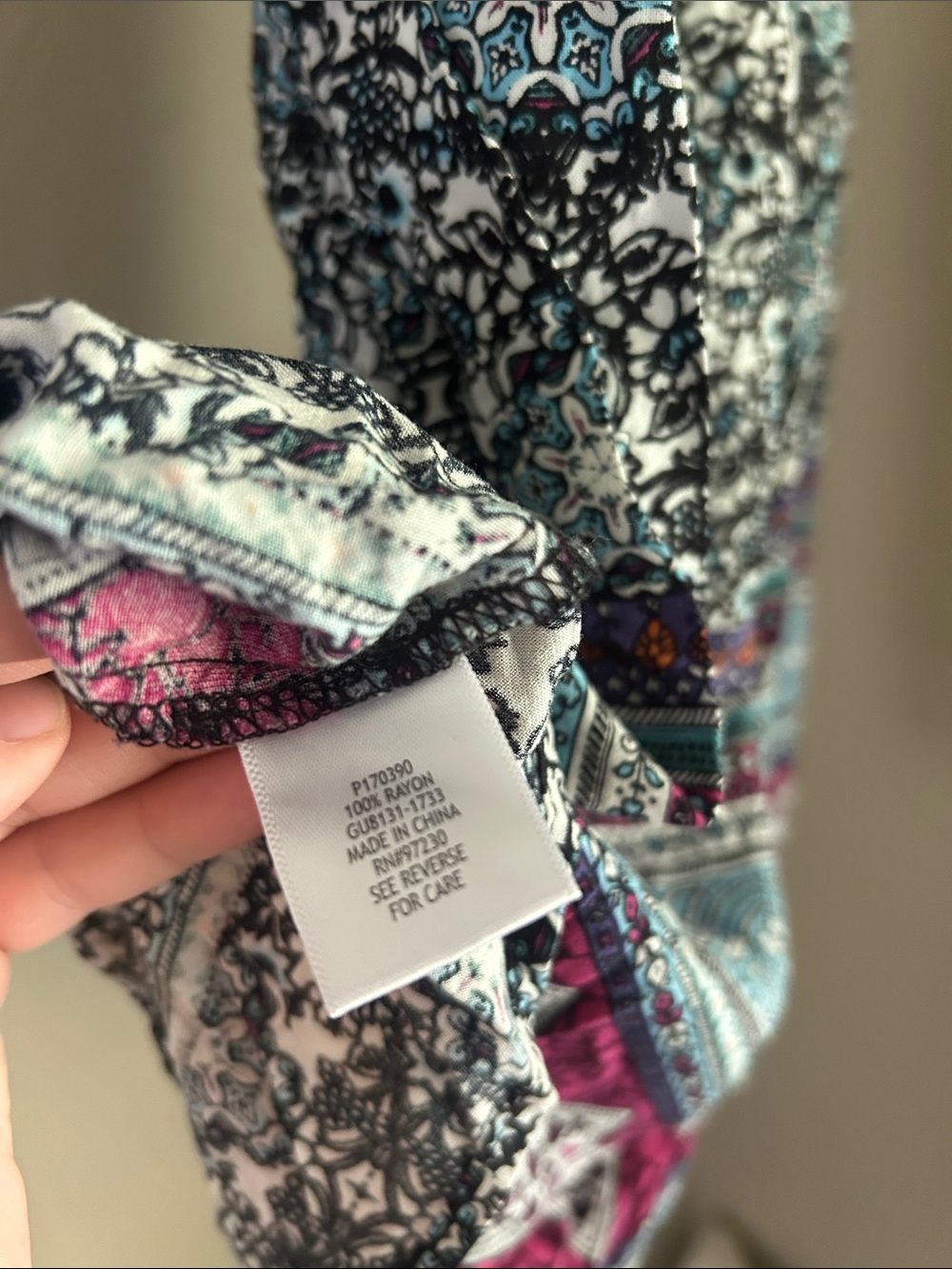 Almost Famous Sleeveless Printed Mini Dress in Black, Blue & Pink - Picture 7 of 7